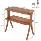 Table d'appoint en bois, Table d'appoint de style rustique avec étagère de rangement à 2 niveaux