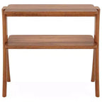 Table d'appoint en bois, Table d'appoint de style rustique avec étagère de rangement à 2 niveaux