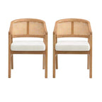 Christopher Knight Home Samson, chaises de salle à manger en bois d'hévéa et tissu, dossier incurvé en rotin (lot de 2)