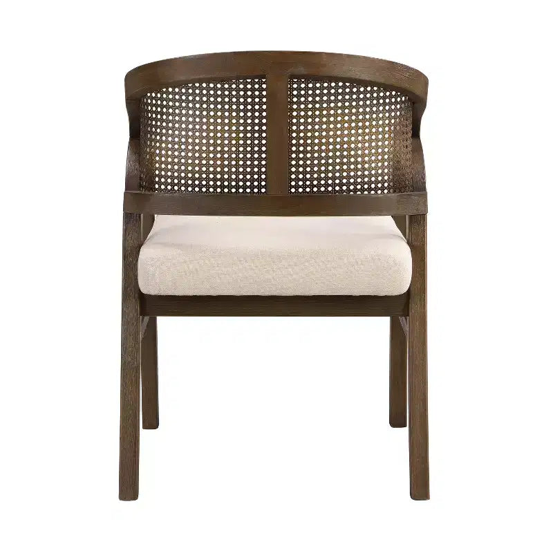 Christopher Knight Home Samson, chaises de salle à manger en bois d'hévéa et tissu, dossier incurvé en rotin (lot de 2)