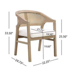 Christopher Knight Home Samson, chaises de salle à manger en bois d'hévéa et tissu, dossier incurvé en rotin (lot de 2)