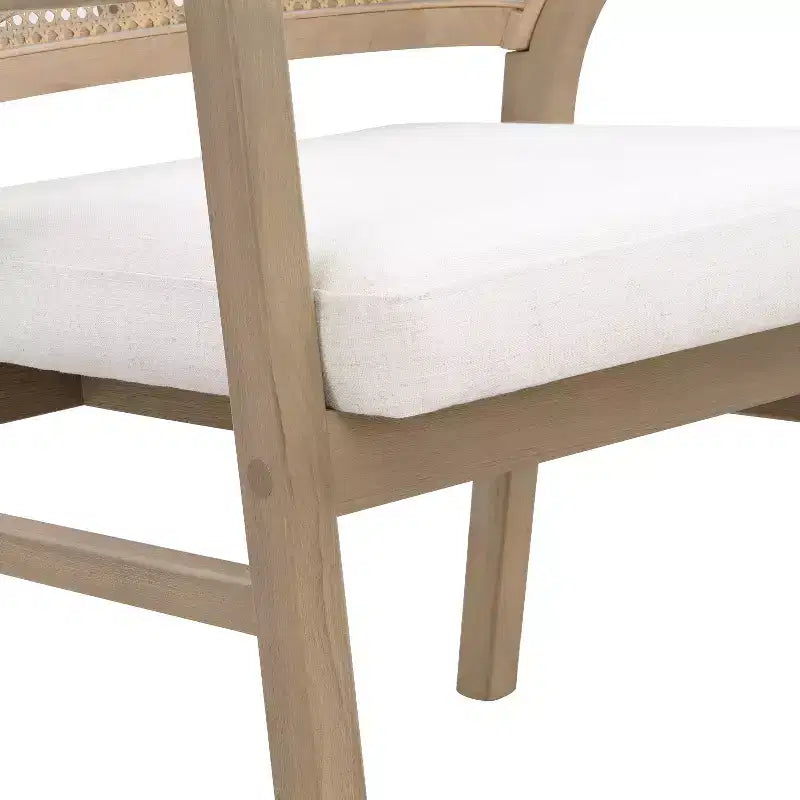 Christopher Knight Home Samson, chaises de salle à manger en bois d'hévéa et tissu, dossier incurvé en rotin (lot de 2)