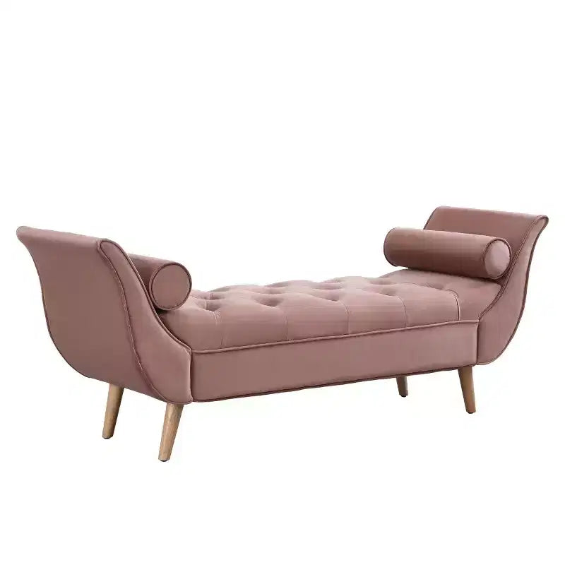 Banc de bout de lit moderne en velours pour chambre à coucher, banc capitonné avec pieds en bois massif pour salon ou entrée - Panipeachy