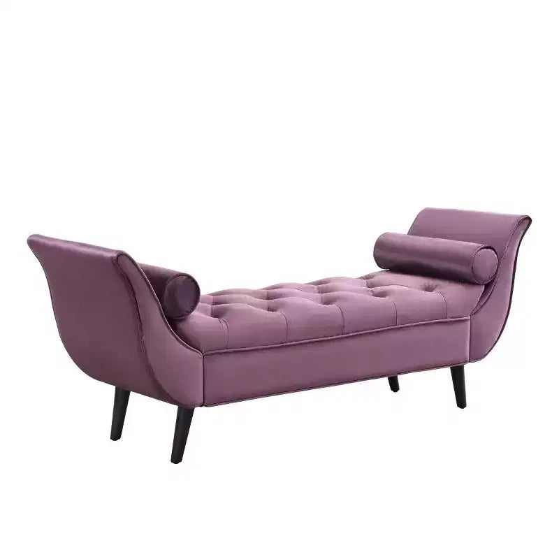 Banc de bout de lit moderne en velours pour chambre à coucher, banc capitonné avec pieds en bois massif pour salon ou entrée - Panipeachy