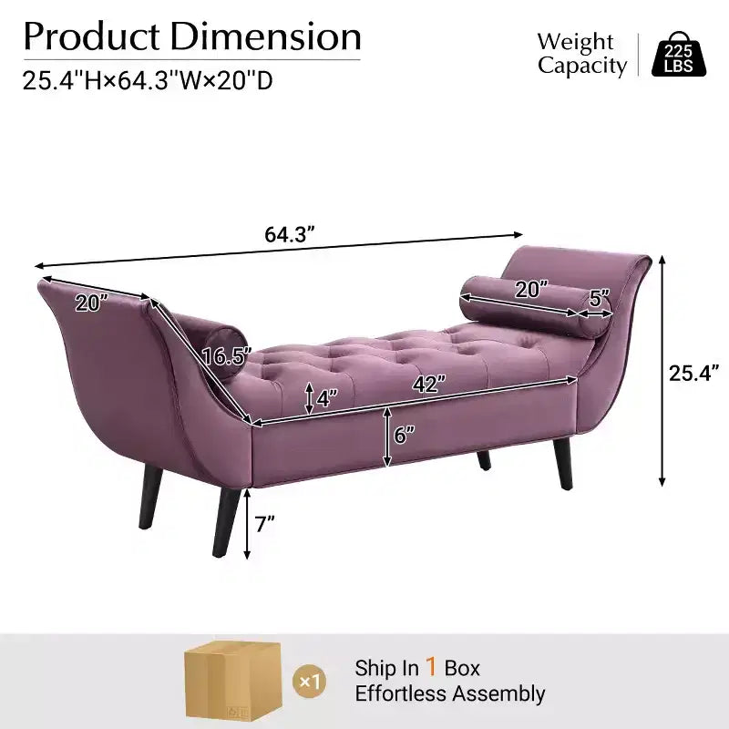 Banc de bout de lit moderne en velours pour chambre à coucher, banc capitonné avec pieds en bois massif pour salon ou entrée - Panipeachy