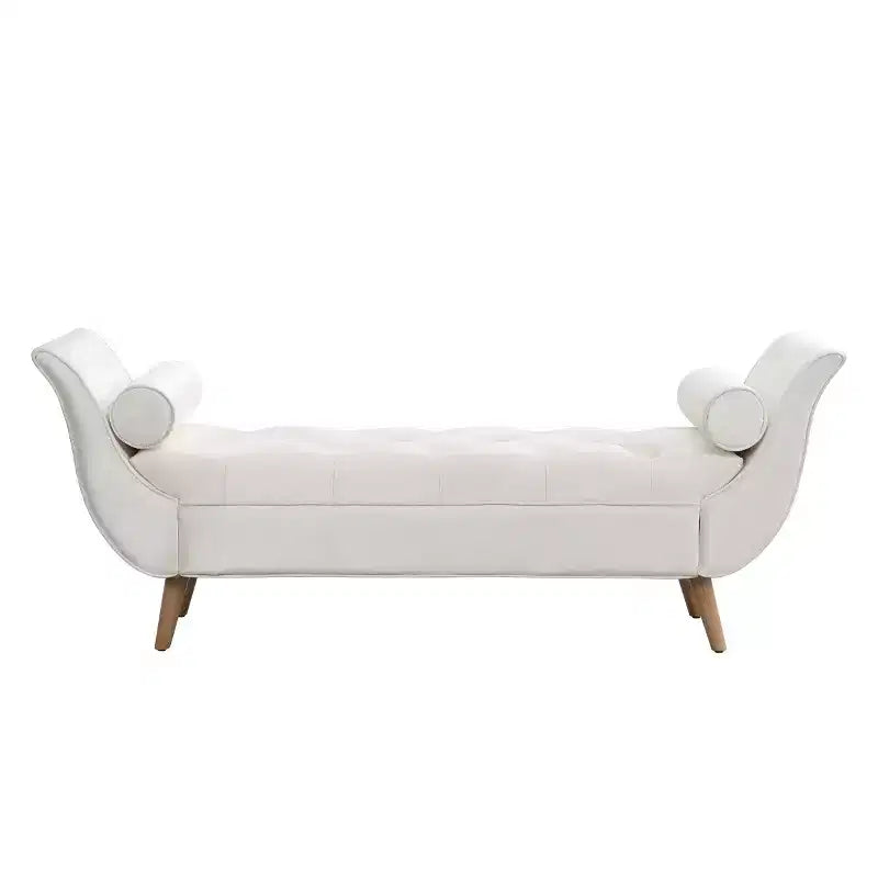Banc de bout de lit moderne en velours pour chambre à coucher, banc capitonné avec pieds en bois massif pour salon ou entrée - Panipeachy