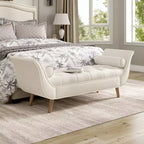 Modern Velvet End of Bed Bench for Bedroom, Button Tufted Bedroom Bench Seat with Solid Wood Legs for Living Room or Entryway-Panipeachy