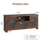 Meuble TV de ferme pour téléviseurs jusqu'à 60 pouces, meuble de divertissement avec porte en acrylique, armoires de rangement, console TV robuste pour salon et chambre.