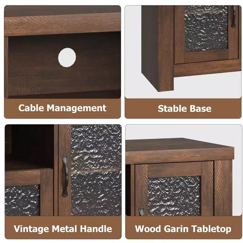 Meuble TV de ferme pour téléviseurs jusqu'à 60 pouces, meuble de divertissement avec porte en acrylique, armoires de rangement, console TV robuste pour salon et chambre.