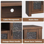 Meuble TV de ferme pour téléviseurs jusqu'à 60 pouces, meuble de divertissement avec porte en acrylique, armoires de rangement, console TV robuste pour salon et chambre.