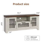 Meuble TV de ferme pour téléviseurs jusqu'à 60 pouces, meuble de divertissement avec porte en acrylique, armoires de rangement, console TV robuste pour salon et chambre.