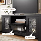 Meuble TV de ferme pour téléviseurs jusqu'à 60 pouces, meuble de divertissement avec porte en acrylique, armoires de rangement, console TV robuste pour salon et chambre.
