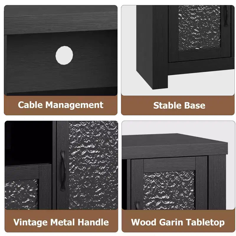 Meuble TV de ferme pour téléviseurs jusqu'à 60 pouces, meuble de divertissement avec porte en acrylique, armoires de rangement, console TV robuste pour salon et chambre.