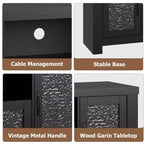 Meuble TV de ferme pour téléviseurs jusqu'à 60 pouces, meuble de divertissement avec porte en acrylique, armoires de rangement, console TV robuste pour salon et chambre.