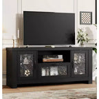 Farmhouse TV Stand for Up to 60 TVs,Entertainment Center with Acrylic Door,Storage Cabinets, Sturdy TV Console for Living Room & Bedroom