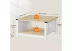 Table basse carrée ACOINEL de style ferme pour salon, table basse en bois avec compartiment de rangement semi-ouvert, table basse naturelle