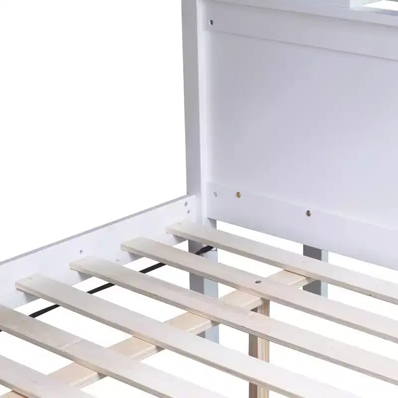 Lit superposé Bellemave double sur grand format avec 2 tiroirs, toboggan, lit superposé en bois d'hévéa avec étagères et échelle, gain de place, sommier tapissier non requis