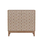 MAYEERTY 31.5 Buffet avec 2 portes et étagères réglables au design géométrique pour salon, cuisine, salle à manger, beige