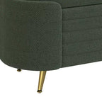 Banc de rangement moderne en bout de lit avec pieds en métal doré, banc d'entrée ovale avec rangement pour salon, chambre ou entrée - Panipeachy