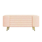 Banc de rangement moderne en bout de lit avec pieds en métal doré, banc d'entrée ovale avec rangement pour salon, chambre ou entrée - Panipeachy