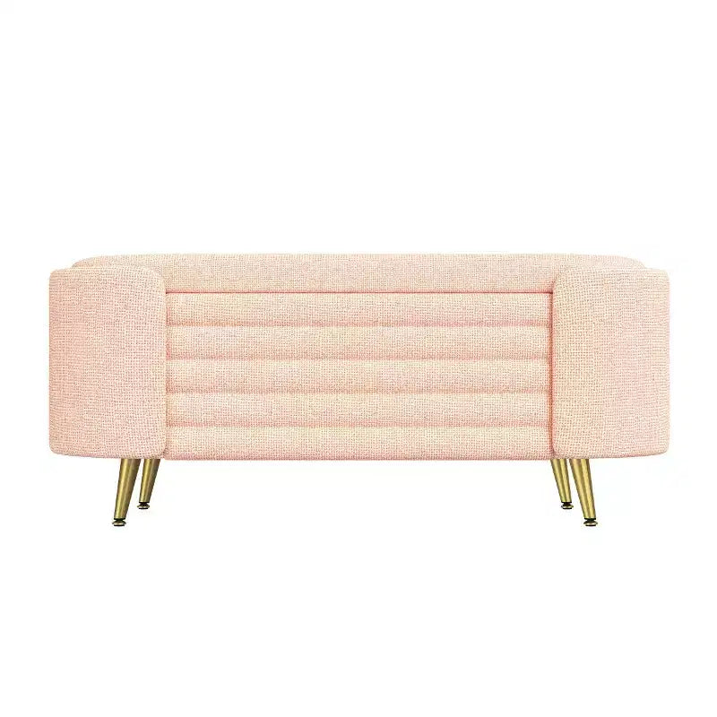 Banc de rangement moderne en bout de lit avec pieds en métal doré, banc d'entrée ovale avec rangement pour salon, chambre ou entrée - Panipeachy