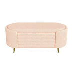 Banc de rangement moderne en bout de lit avec pieds en métal doré, banc d'entrée ovale avec rangement pour salon, chambre ou entrée - Panipeachy
