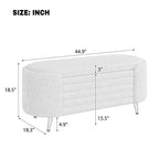 Banc de rangement moderne en bout de lit avec pieds en métal doré, banc d'entrée ovale avec rangement pour salon, chambre ou entrée - Panipeachy