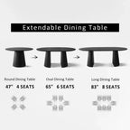 Ensemble Table à Manger Ovale Extensible 3-en-1 avec Chaises Rembourrées en Chenille et Pieds en Métal Doré, Meuble de Salle à Manger Polyvalent - Panipeachy