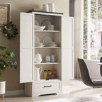 Garde-manger haut de 183 cm, armoire de rangement en bois de style rustique avec étagères réglables, 2 portes de grange et tiroir