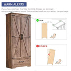 Garde-manger haut de 183 cm, armoire de rangement en bois de style rustique avec étagères réglables, 2 portes de grange et tiroir