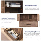 Garde-manger haut de 183 cm, armoire de rangement en bois de style rustique avec étagères réglables, 2 portes de grange et tiroir