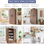 Garde-manger haut de 183 cm, armoire de rangement en bois de style rustique avec étagères réglables, 2 portes de grange et tiroir