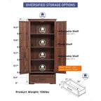 Garde-manger haut de 183 cm, armoire de rangement en bois de style rustique avec étagères réglables, 2 portes de grange et tiroir
