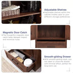 Garde-manger haut de 183 cm, armoire de rangement en bois de style rustique avec étagères réglables, 2 portes de grange et tiroir