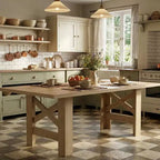 Table de salle à manger de 180 cm pour 6 personnes, grande table de cuisine rectangulaire avec cadre épais et robuste, tables de salle à manger style ferme