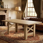 Table de salle à manger de 180 cm pour 6 personnes, grande table de cuisine rectangulaire avec cadre épais et robuste, tables de salle à manger style ferme