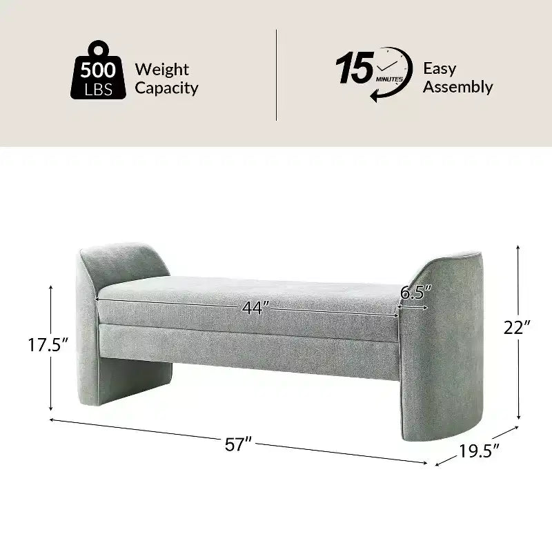 Banc moderne Donna en tissu chenille|HULALA HOME-BEIGE