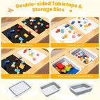 Costway Table et chaises pour enfants avec dessus de table double face détachables Naturel + Blanc + Noir/Gris