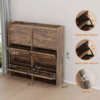 Meuble à chaussures avec 6 tiroirs basculants, meuble à chaussures en bois avec étagères réglables, organiseur de rangement à chaussures à 3 niveaux pour entrée, couloir, salon