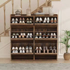 Meuble à chaussures avec 6 tiroirs basculants, meuble à chaussures en bois avec étagères réglables, organiseur de rangement à chaussures à 3 niveaux pour entrée, couloir, salon