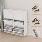 Meuble à chaussures avec 6 tiroirs basculants, meuble à chaussures en bois avec étagères réglables, organiseur de rangement à chaussures à 3 niveaux pour entrée, couloir, salon