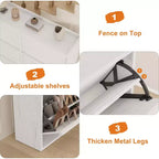 Meuble à chaussures avec 6 tiroirs basculants, meuble à chaussures en bois avec étagères réglables, organiseur de rangement à chaussures à 3 niveaux pour entrée, couloir, salon
