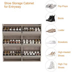 Meuble à chaussures avec 6 tiroirs basculants, meuble à chaussures en bois avec étagères réglables, organiseur de rangement à chaussures à 3 niveaux pour entrée, couloir, salon