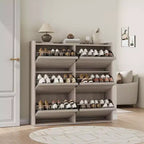 Meuble à chaussures avec 6 tiroirs basculants, meuble à chaussures en bois avec étagères réglables, organiseur de rangement à chaussures à 3 niveaux pour entrée, couloir, salon