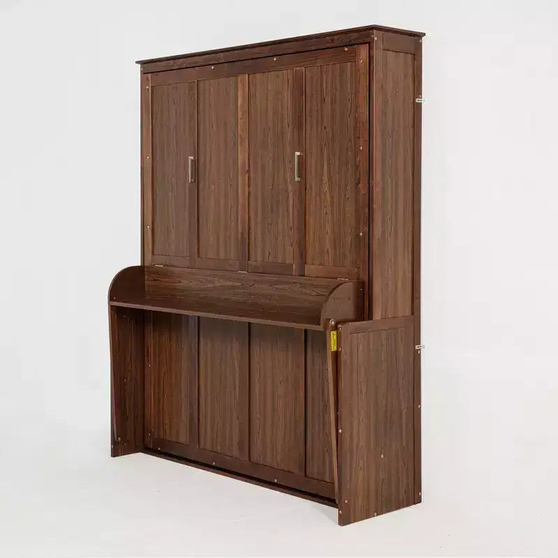 Lit escamotable Whisen Queen Wood Murphy, armoire de lit mural escamotable avec vérins à gaz (améliorés) - Noyer