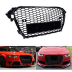 Acekool Calandre avant Audi A4 B8PA 8K0853651E, maille nid d'abeille noire brillante, remplacement ABS, modèle européen, mise à niveau pare-chocs avant sans logo