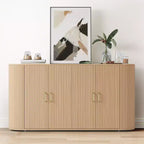 Buffet enfilade de 63 po avec rangement, crédence cannelée avec étagères réglables, buffet moderne aux bords incurvés, table console