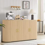 Buffet enfilade de 63 po avec rangement, crédence cannelée avec étagères réglables, buffet moderne aux bords incurvés, table console