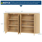 Buffet enfilade de 63 po avec rangement, crédence cannelée avec étagères réglables, buffet moderne aux bords incurvés, table console