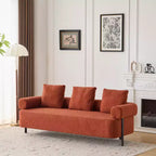 Canapé moderne 3 places orange de 78 pouces avec coussins moelleux, pour salon ou chambre à coucher
